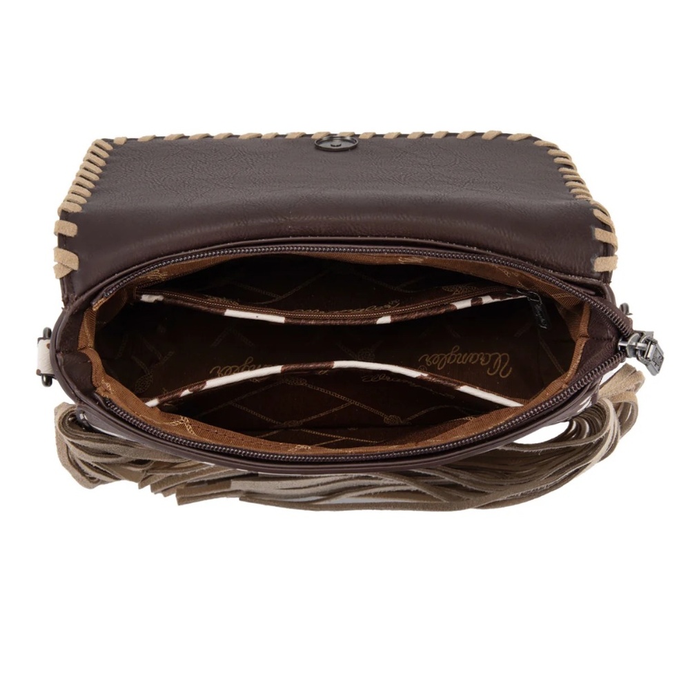 Wrangler Cow Print Fringe Crossbody Bag -Black - Picture 8 of 8